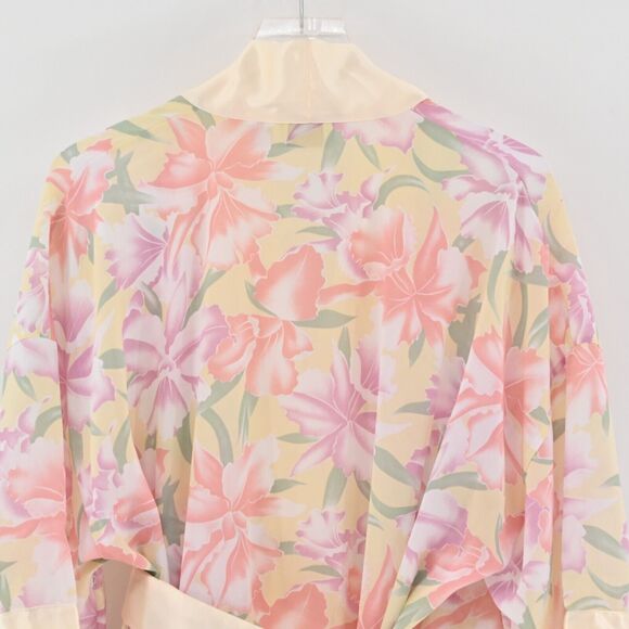 Vtg VICTORIAS SECRET Robe Womens Size OS Gold Label Cream Floral Satin Deadstock - Picture 9 of 13